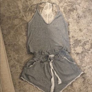 Grey ribbed matching PJ set